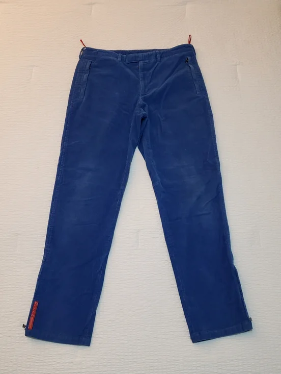 PRADA Men's Straight Leg Corduroy Ankle Zip Pants (52|33x29) Blue - Picture 1 of 8
